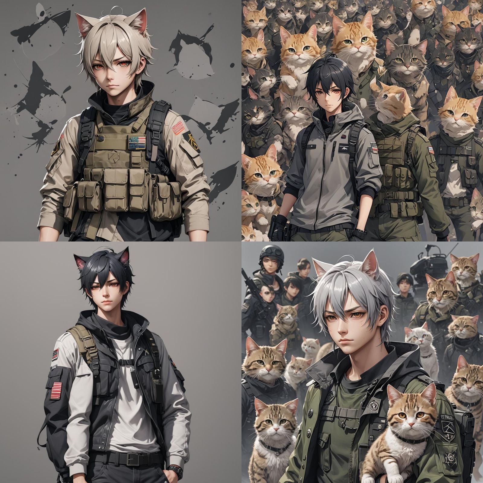 Emo Anime Neko Soldier in 3D Style