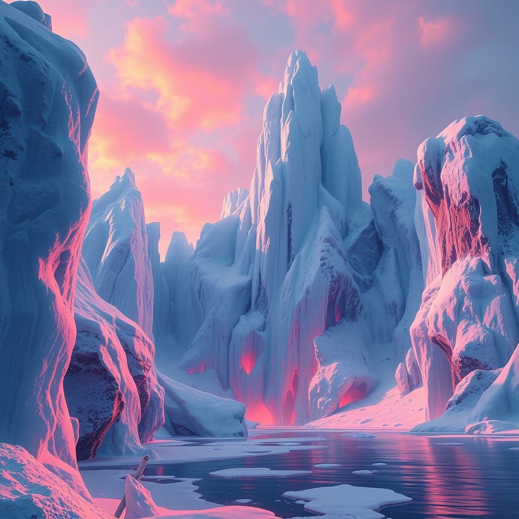 Detailed Matte Painting of Ice in Deep Color