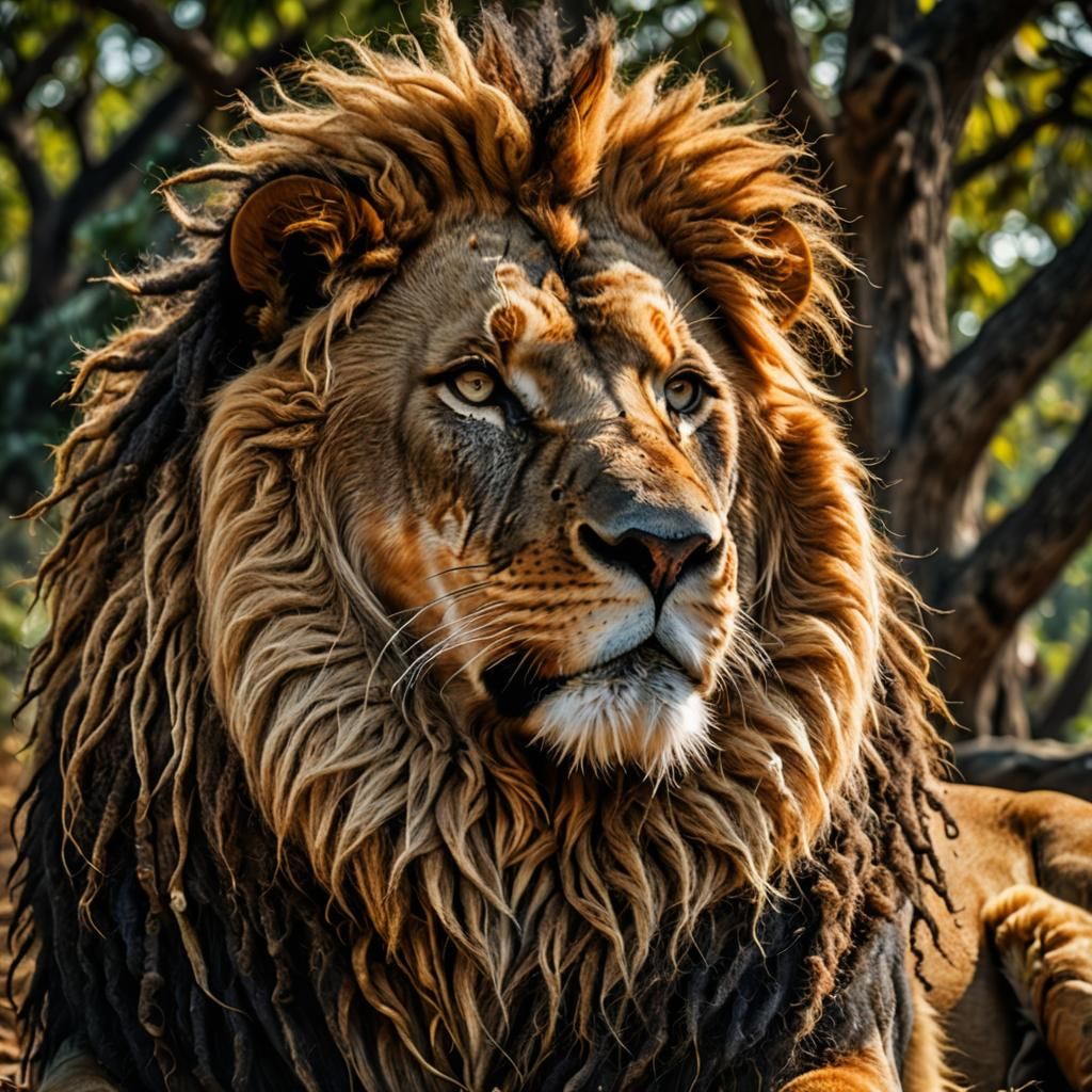 Rasta Lion: Majestic King in Hyperrealistic Detail