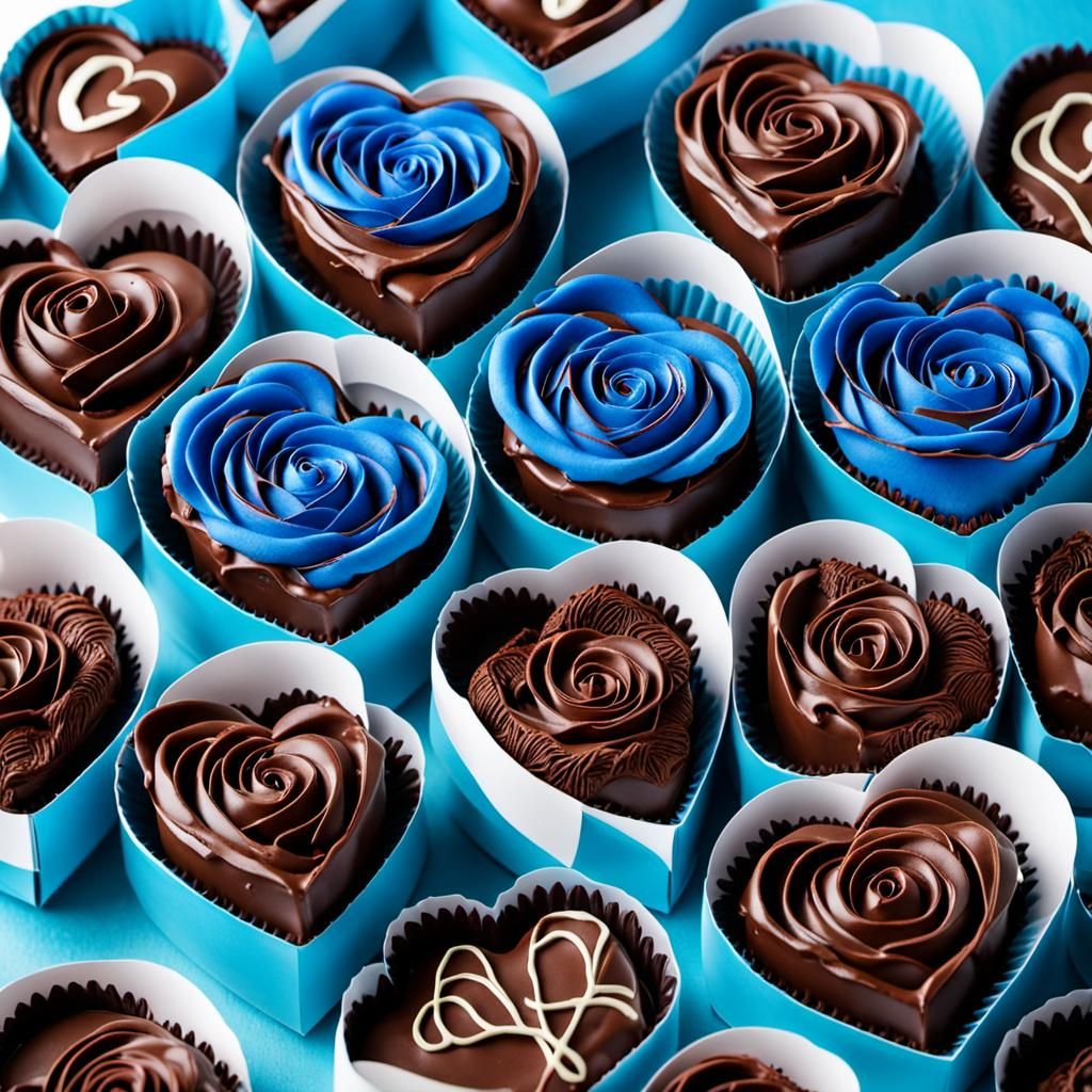 Chocolate Hearts and Blue Rose Confections