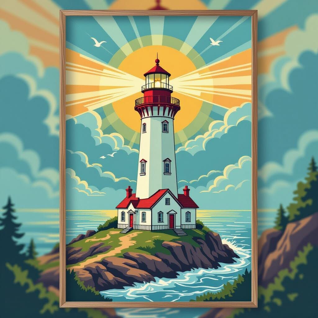 Stunning Infographic Ink Illustration of a Lighthouse