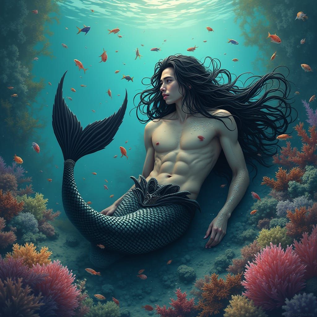 Majestic Merman in Vibrant Coral Reef