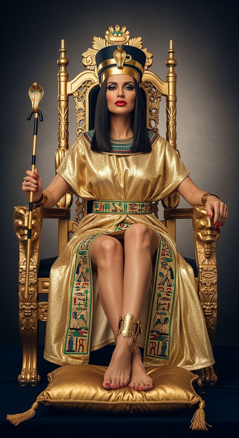 Egyptian Queen on Gold Throne in Photography Style