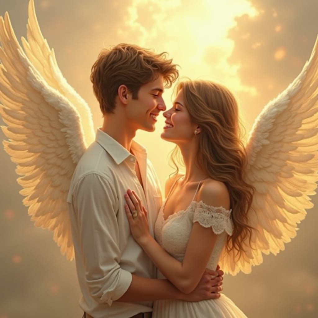 Romantic Divine Embrace in Soft Light