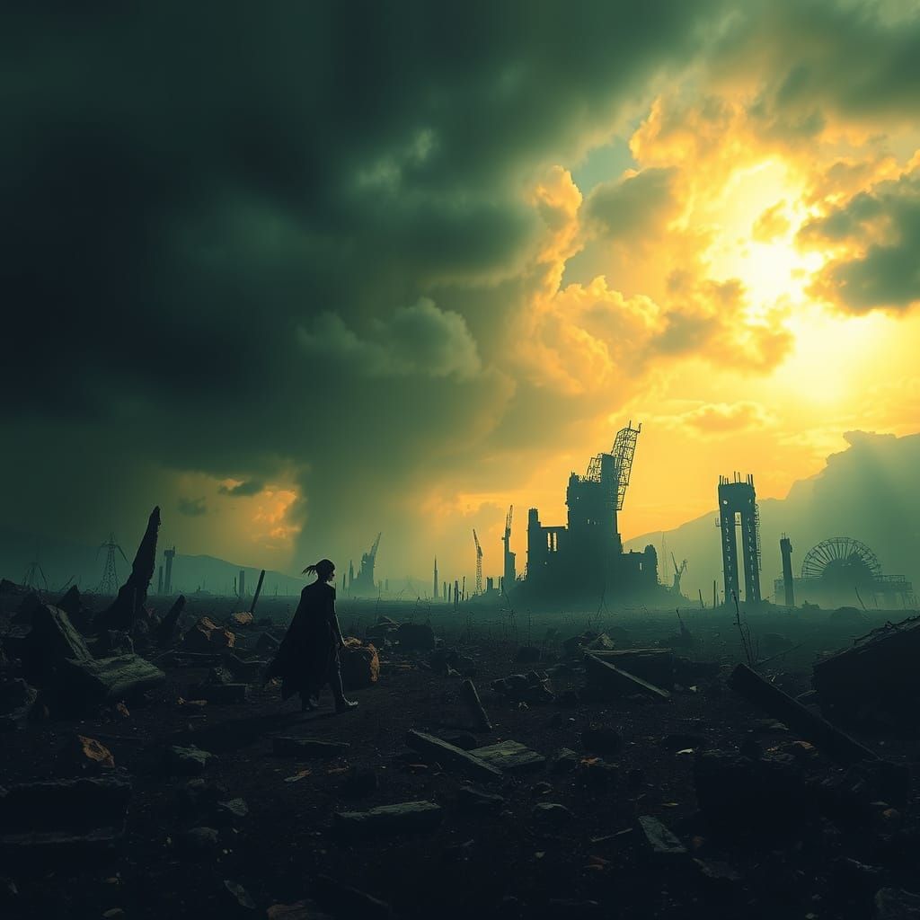 Apocalyptic Wasteland: Lone Survivor in Ruins