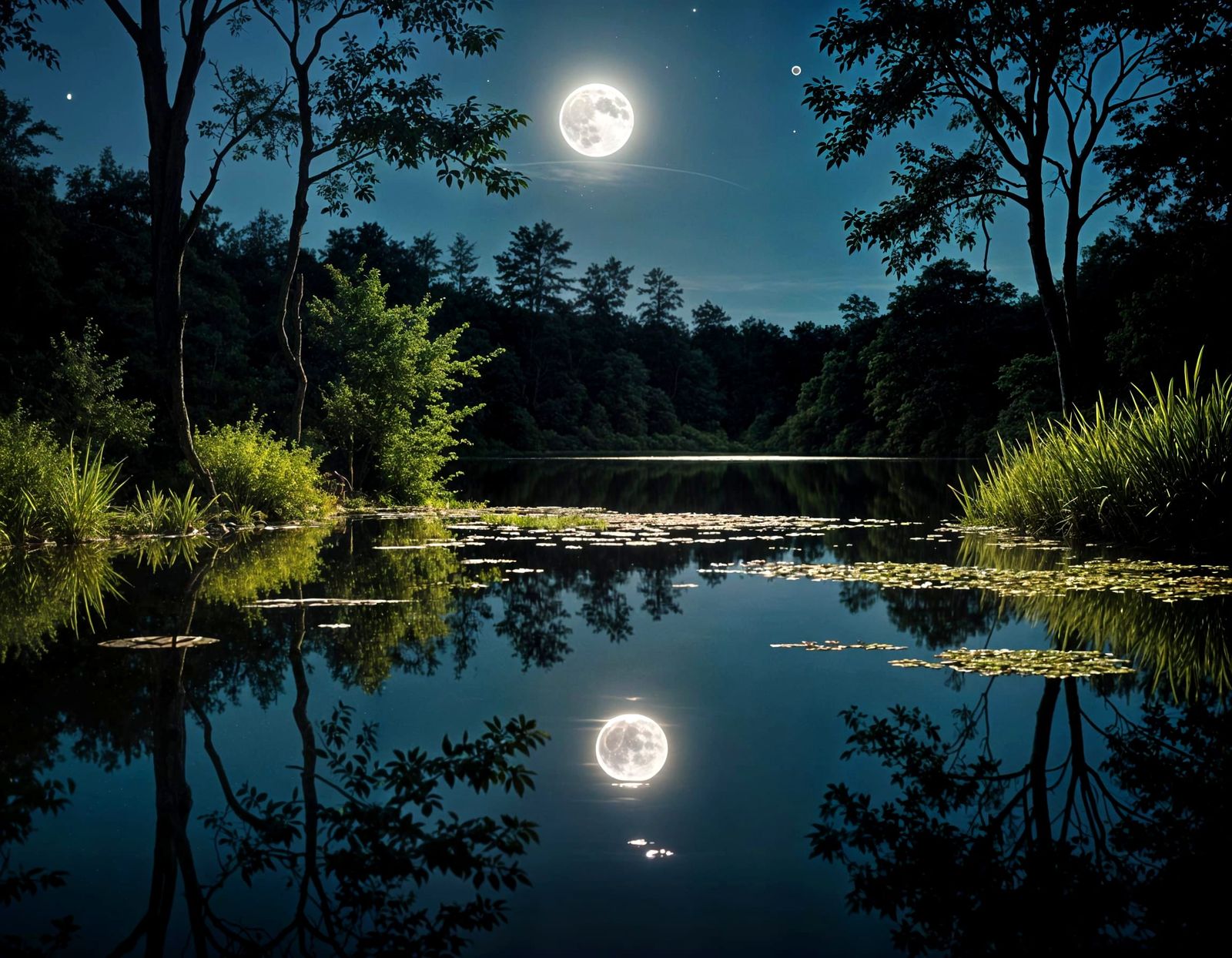 Silver Full Moon Over Balcony in Ultra-Realistic Photo