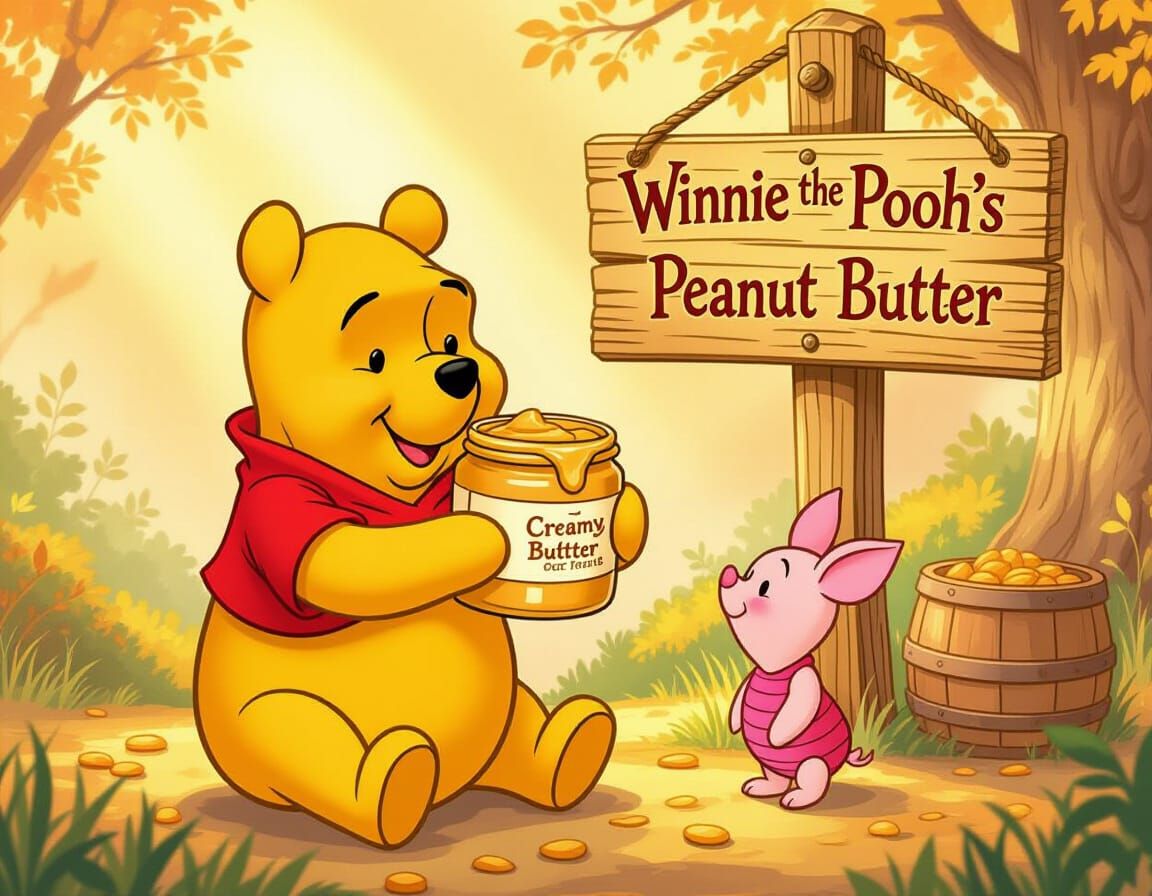 Winnie the Pooh's Peanut Butter in Classic Animation Style