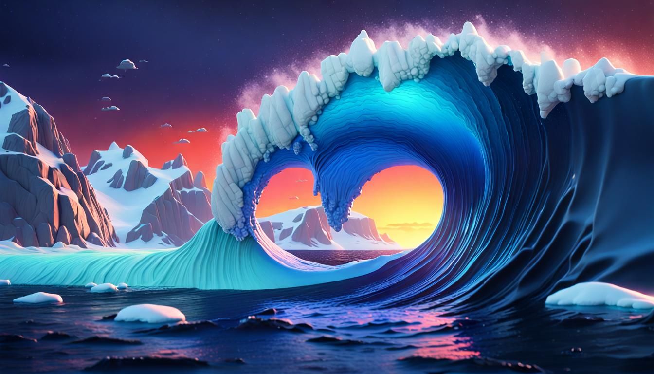 Antarctic Tidal Waves: 3D Digital Art