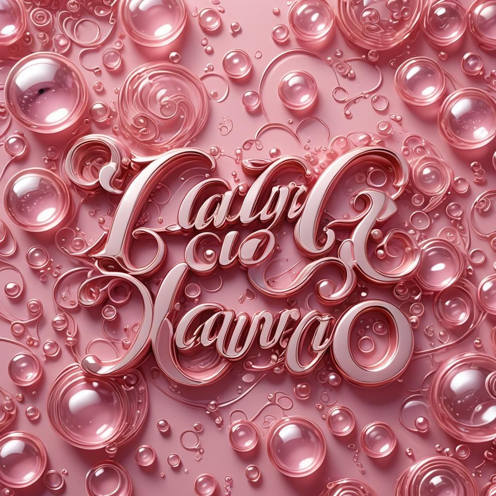 Metallic Pink Name Laura in 3D Anime Art