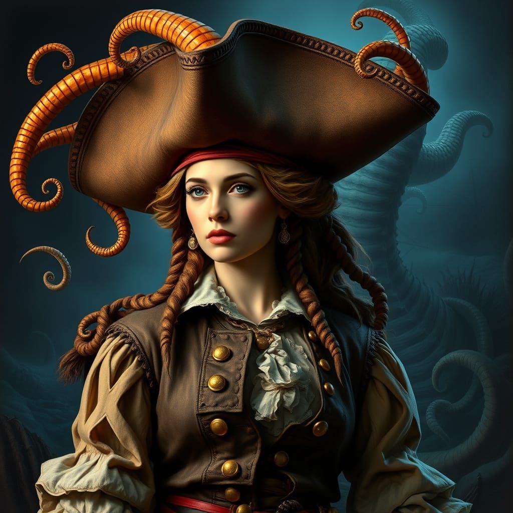 Regal Female Davy Jones in Renaissance Portrait