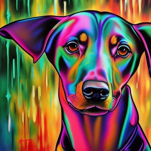 Steampunk Doberman Pincher Graffiti Art