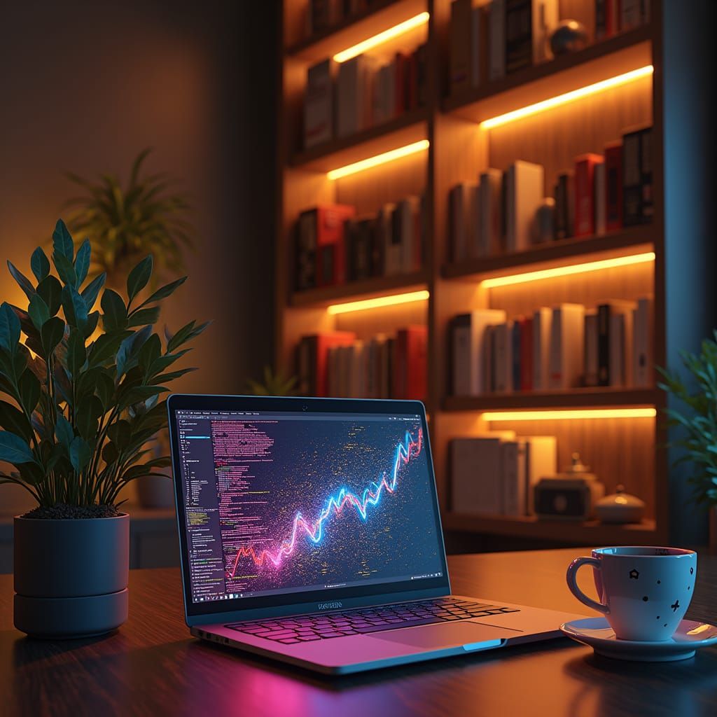 Modern Workspace with Data Visualizations in Matte Painting ...