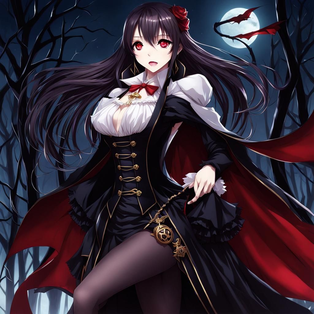 Anime Vampire Girl in Manga Key Visual Style