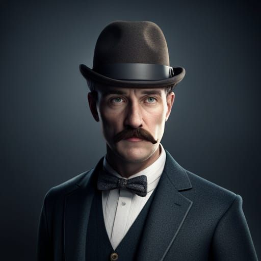 Man in Bowler Hat: Detailed Matte Painting