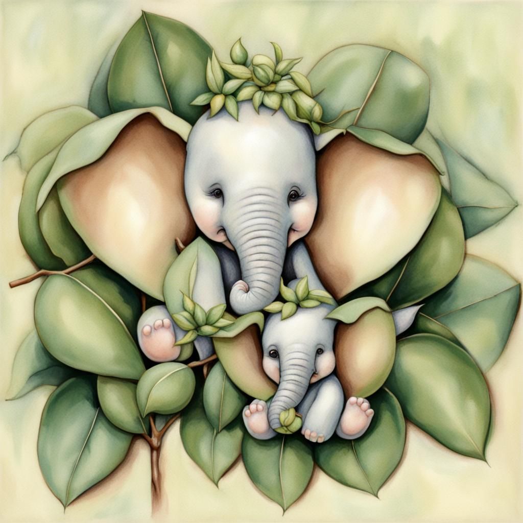 Gumnut Babies in Eucalyptus, Classic Illustration