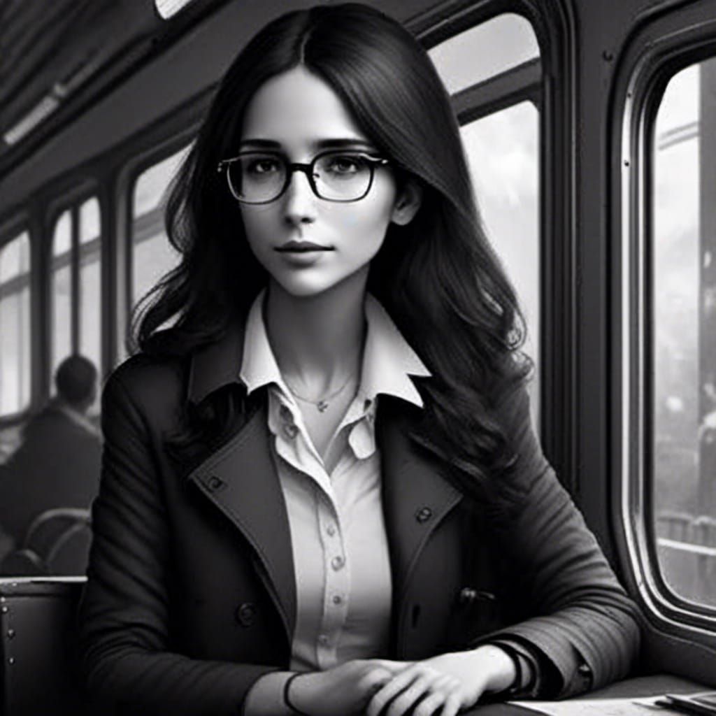 Nostalgic Photo of Woman on Train