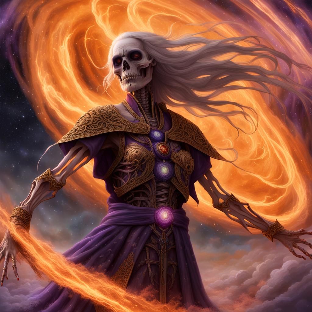 God of Death Portrait in Cosmos, Fantasy Concept Art