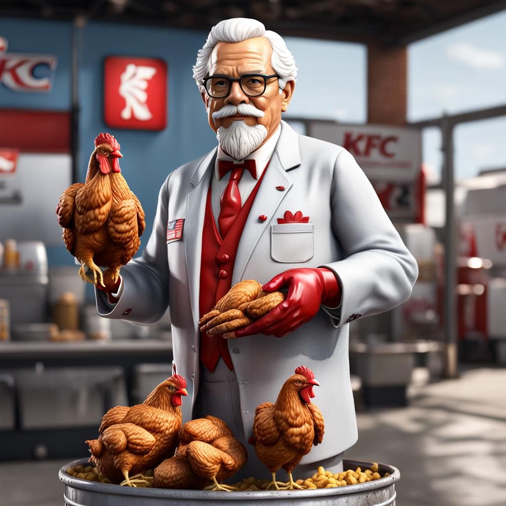 Colonel Sanders KFC Bobblehead on Chicken Bucket