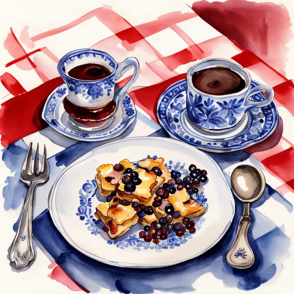 Kaiserschmarren Still Life in Watercolor Style