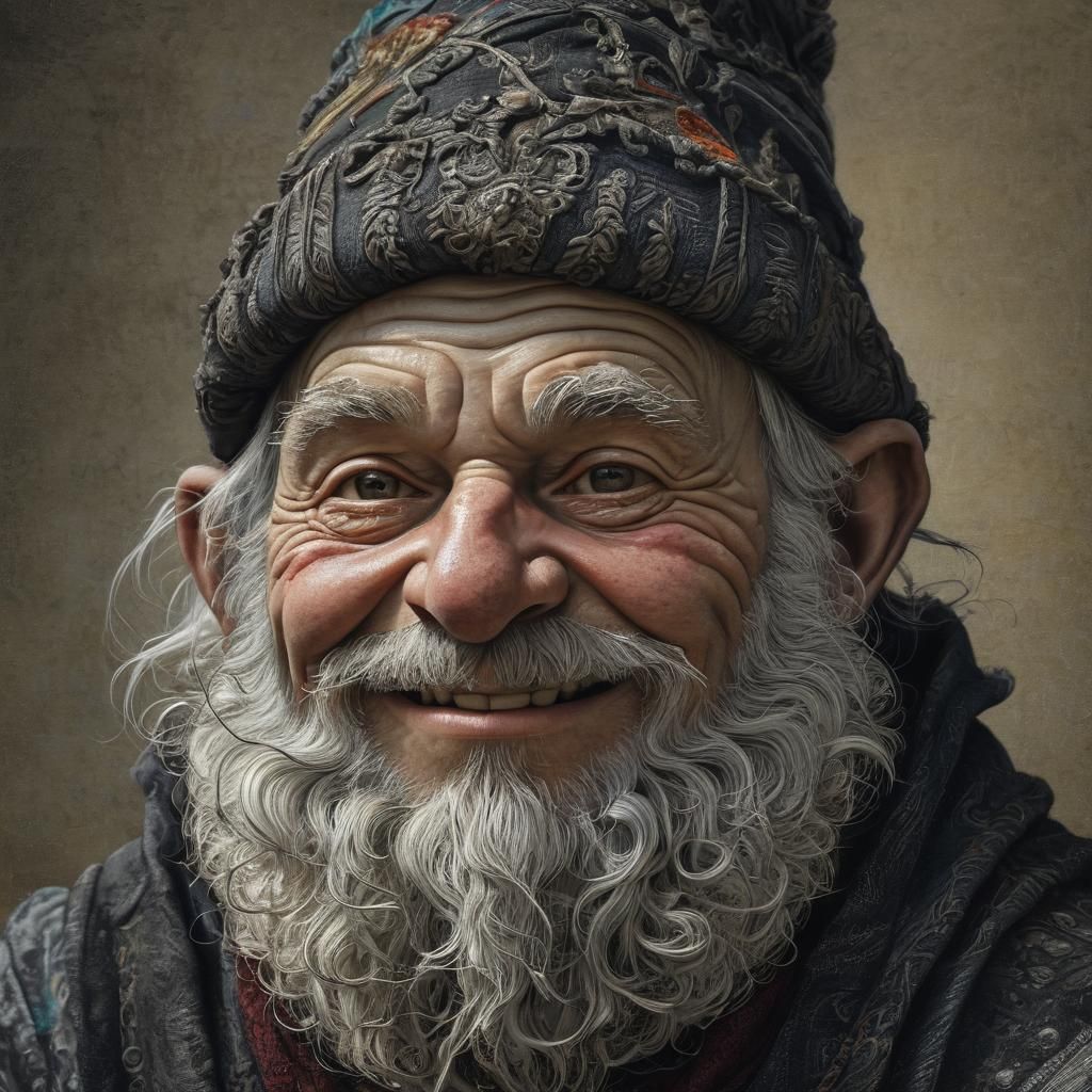 Gnome Cleric Portrait in Baroque Fantasy Style