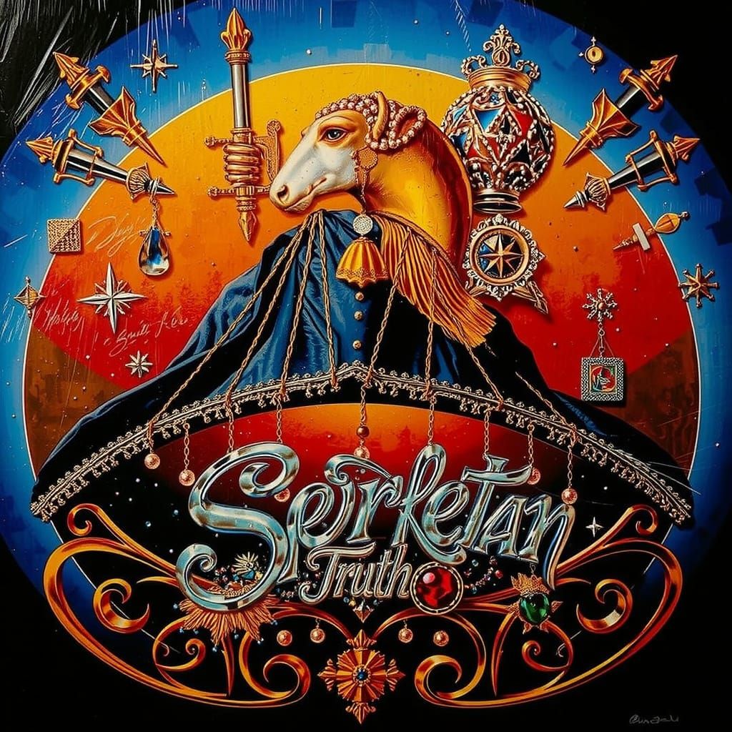 Masterpiece of Metallic Art with Gold and Silver Accents