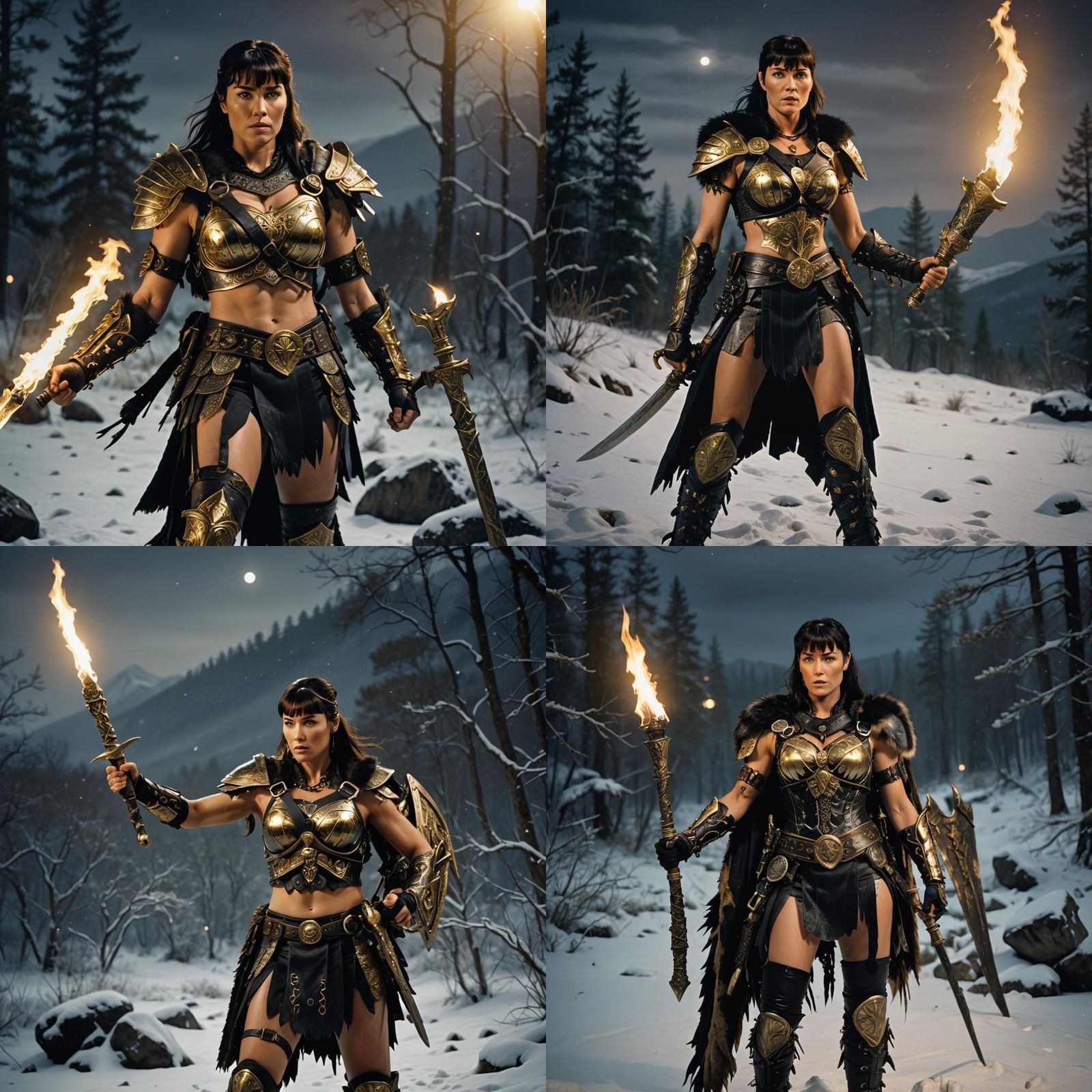 Xena the Warrior Princess in Snowy Wilderness