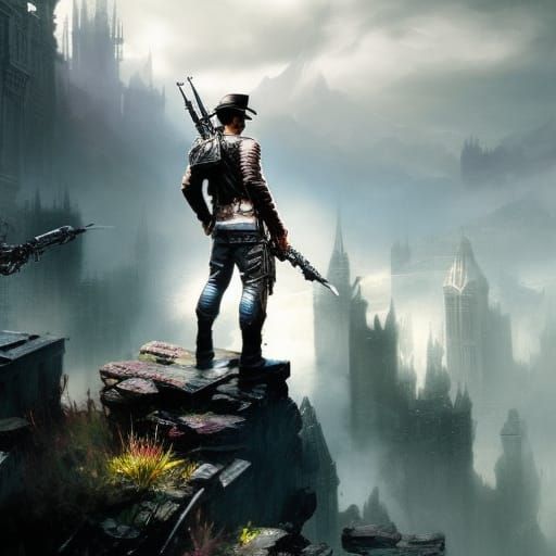 Devilish Statue on Thunderpeak, Detailed Art Portrait