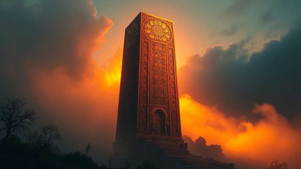 Mysterious Monolith in Art Nouveau Digital Art Style
