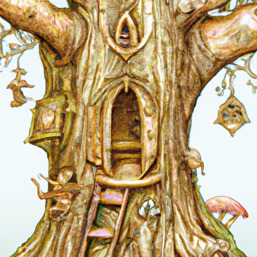 Enchanted Fairy Treehouse: A Botanical Illustration