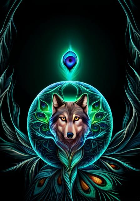 Dreamcatcher with Wolf in Crystal Sphere