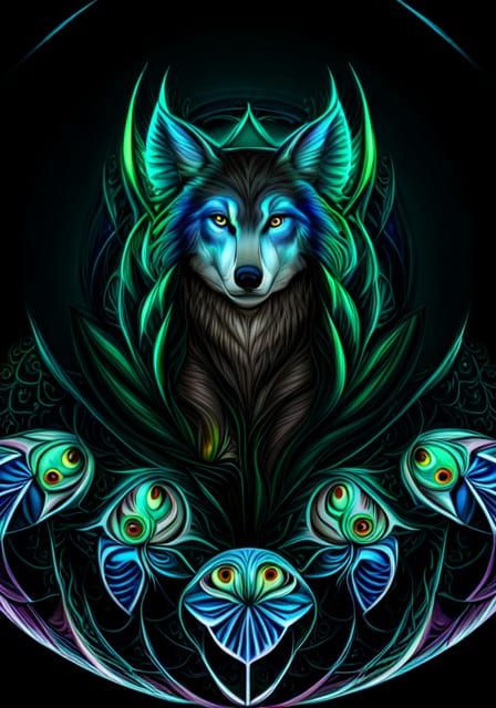 Dreamcatcher with Wolf in Crystal Sphere