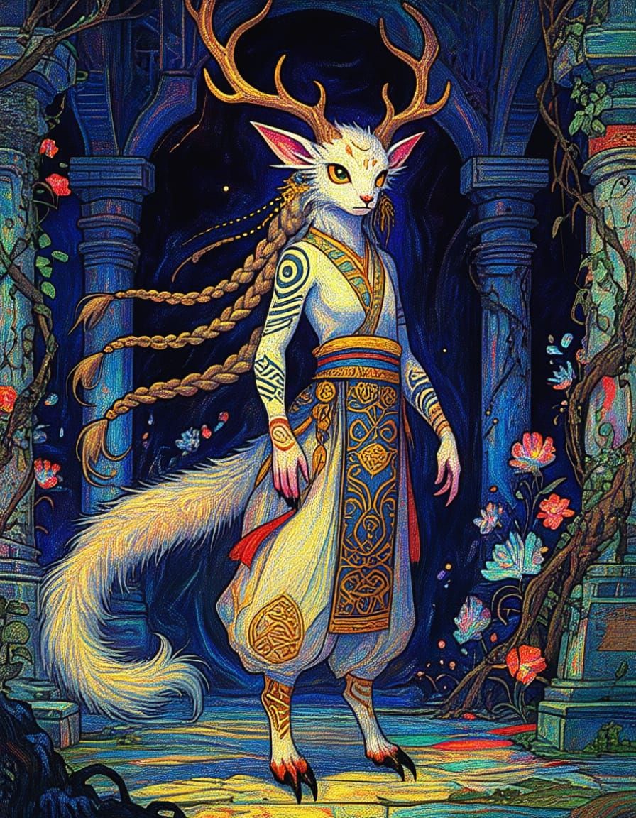 Dazzling Stained Glass Art with Surreal Spirals and Neon Lig...