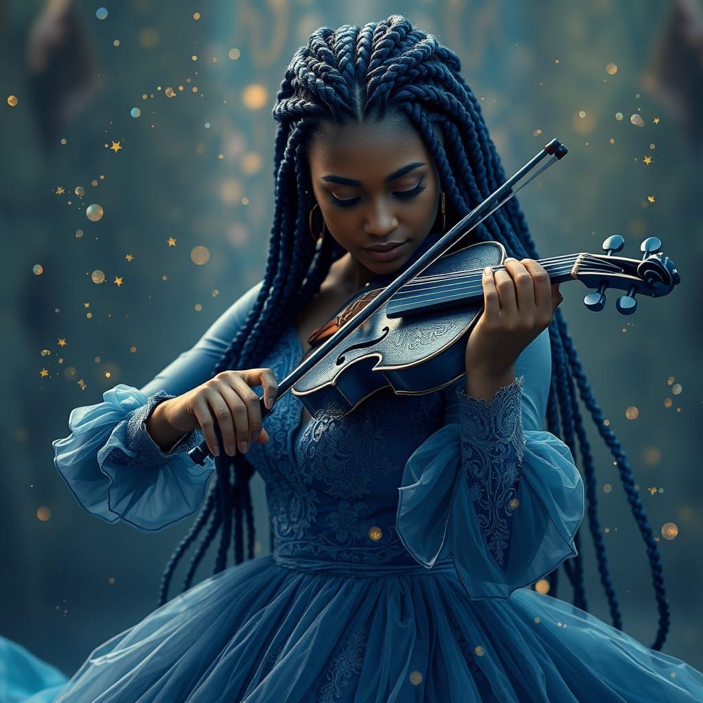 Indigo Muse in Vibrant Hyper-Realism