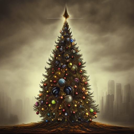 Epic Eyeball Christmas Tree Digital Painting