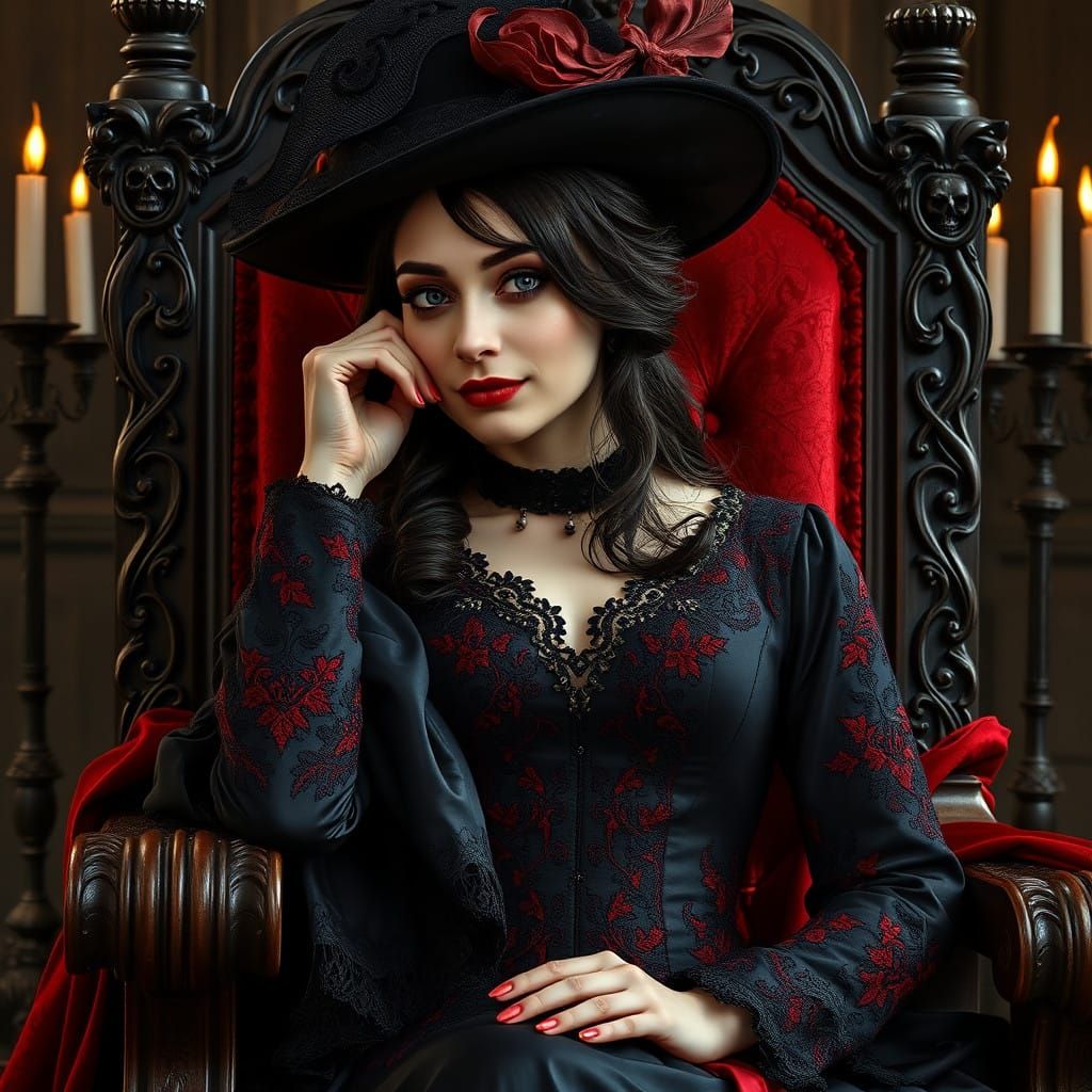 Gothic Medieval Queen in 14th Century Regal Attire