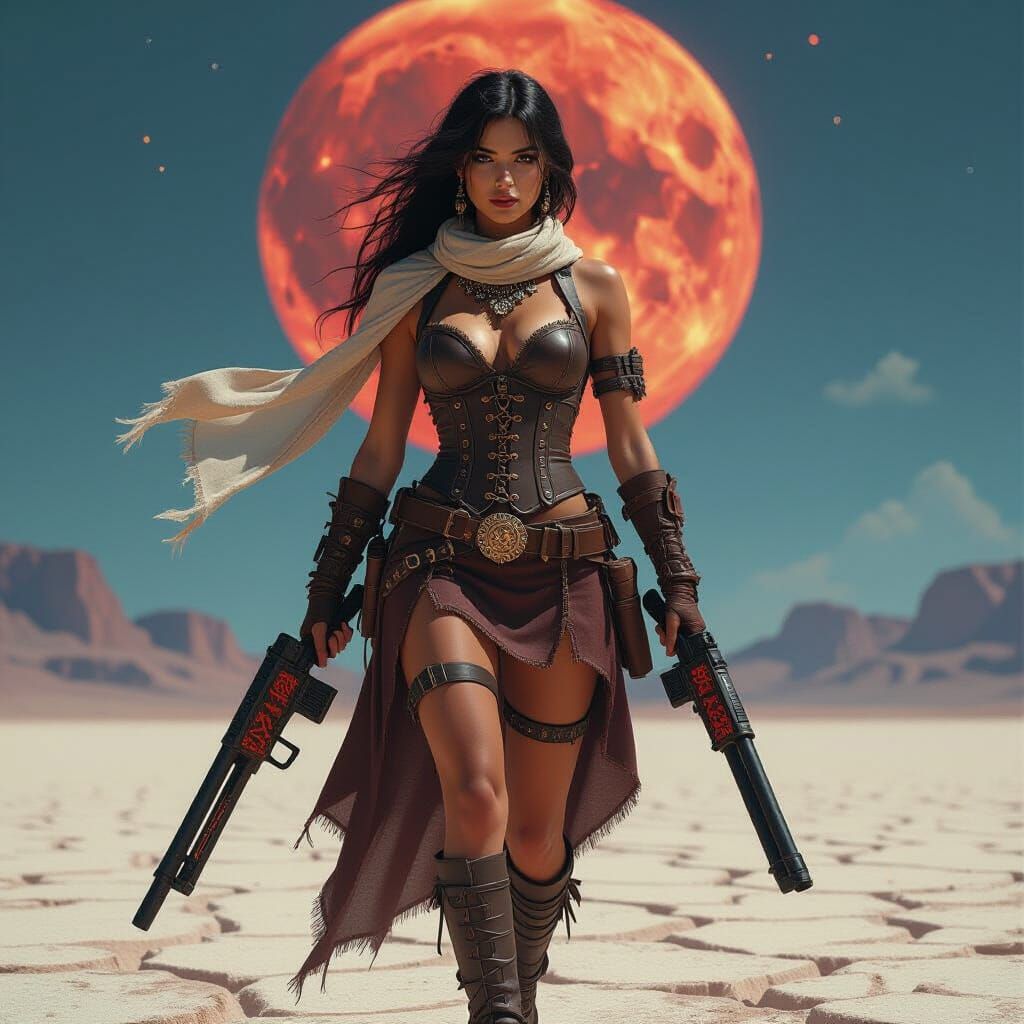 Desert Nomad Woman with Glowing Runes
