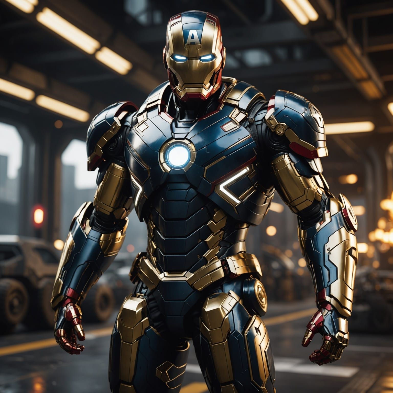 Captain America Ironman Suit in Black and Gold