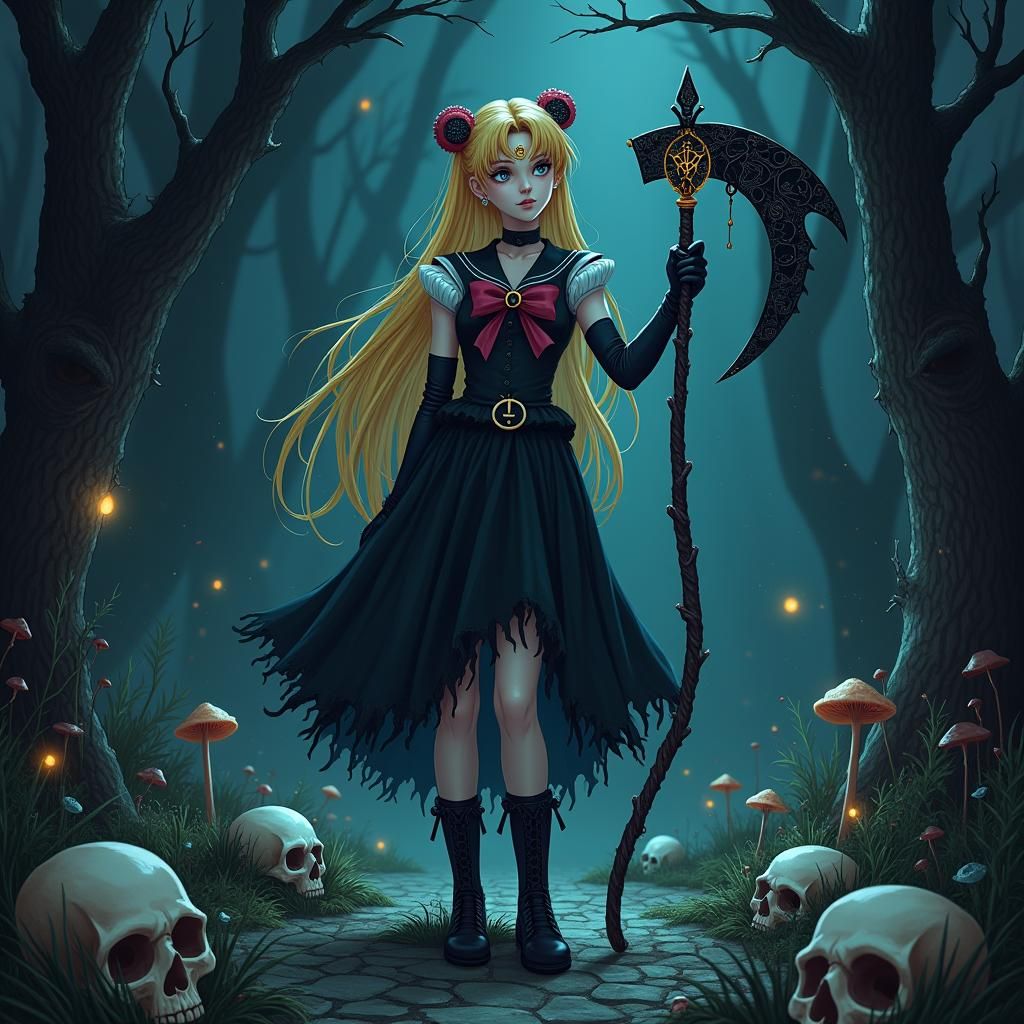 Dark Sailor Moon in Mystical Forest