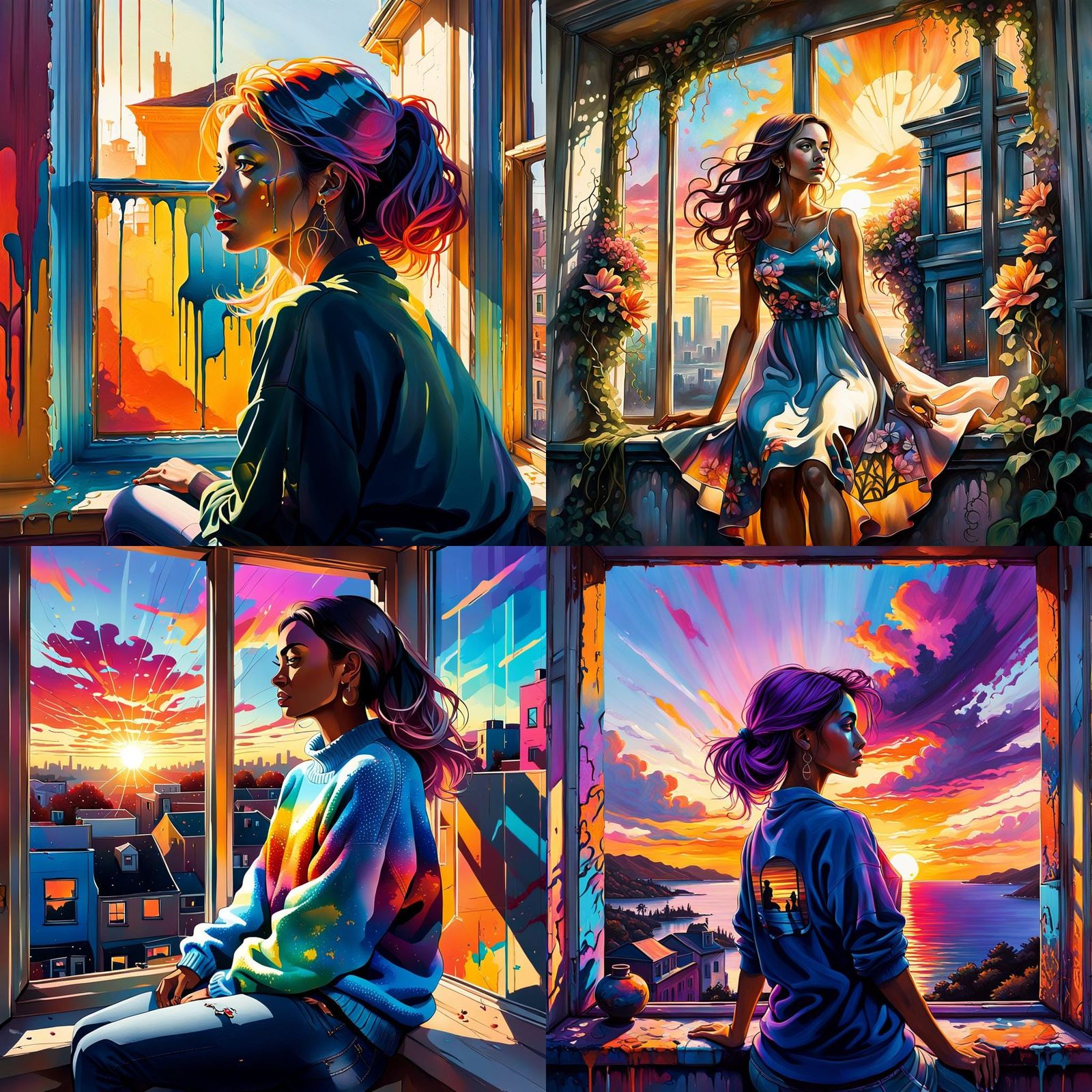 Four Seasons Sunset Time-Lapse in Graffiti Art