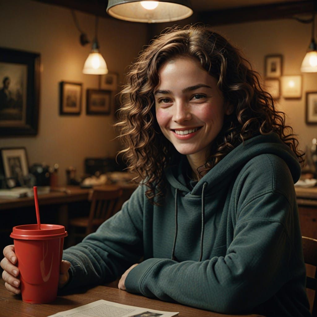 Radiant Woman in Cozy Home Setting