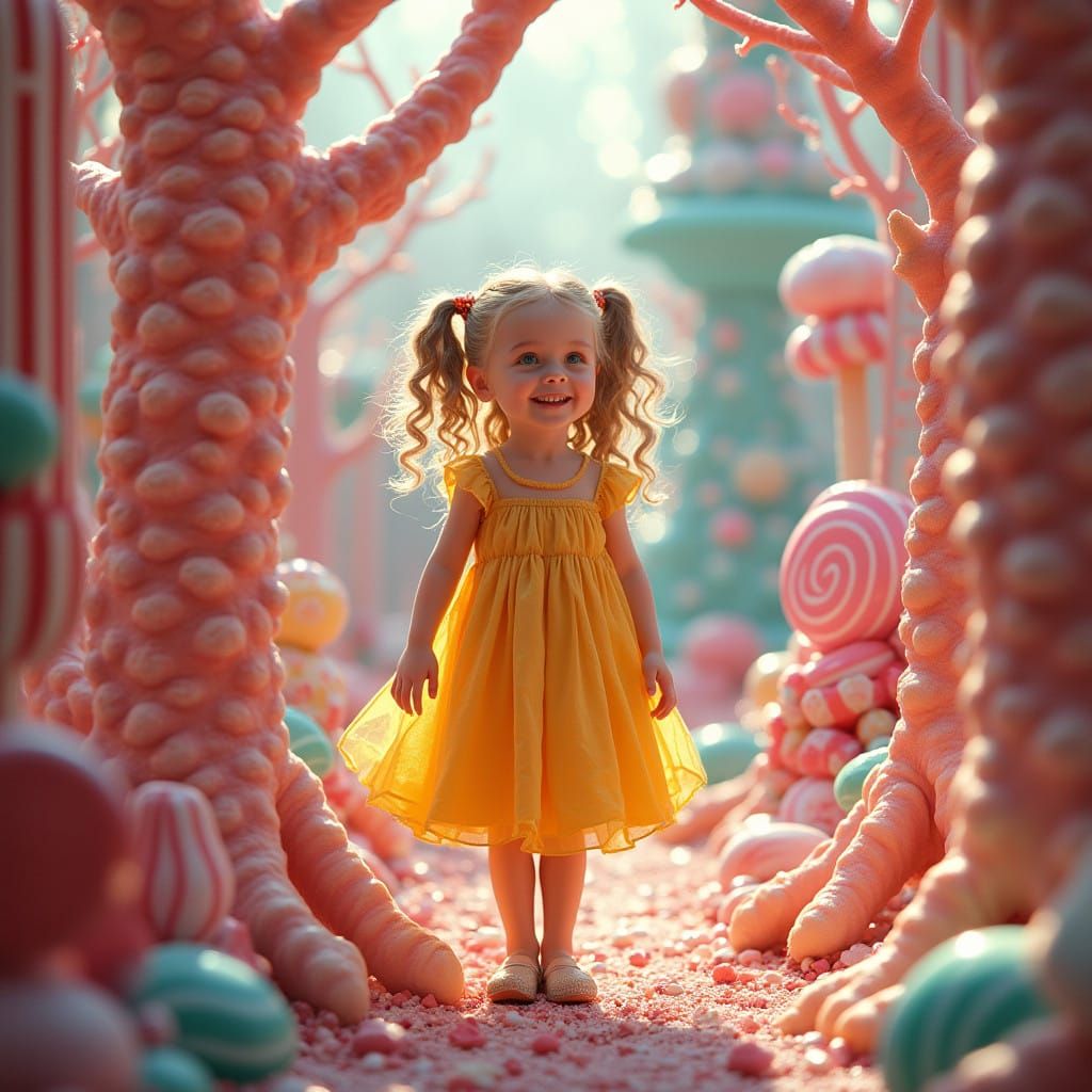 Whimsical Girl in Sugar-Coated Wonderland