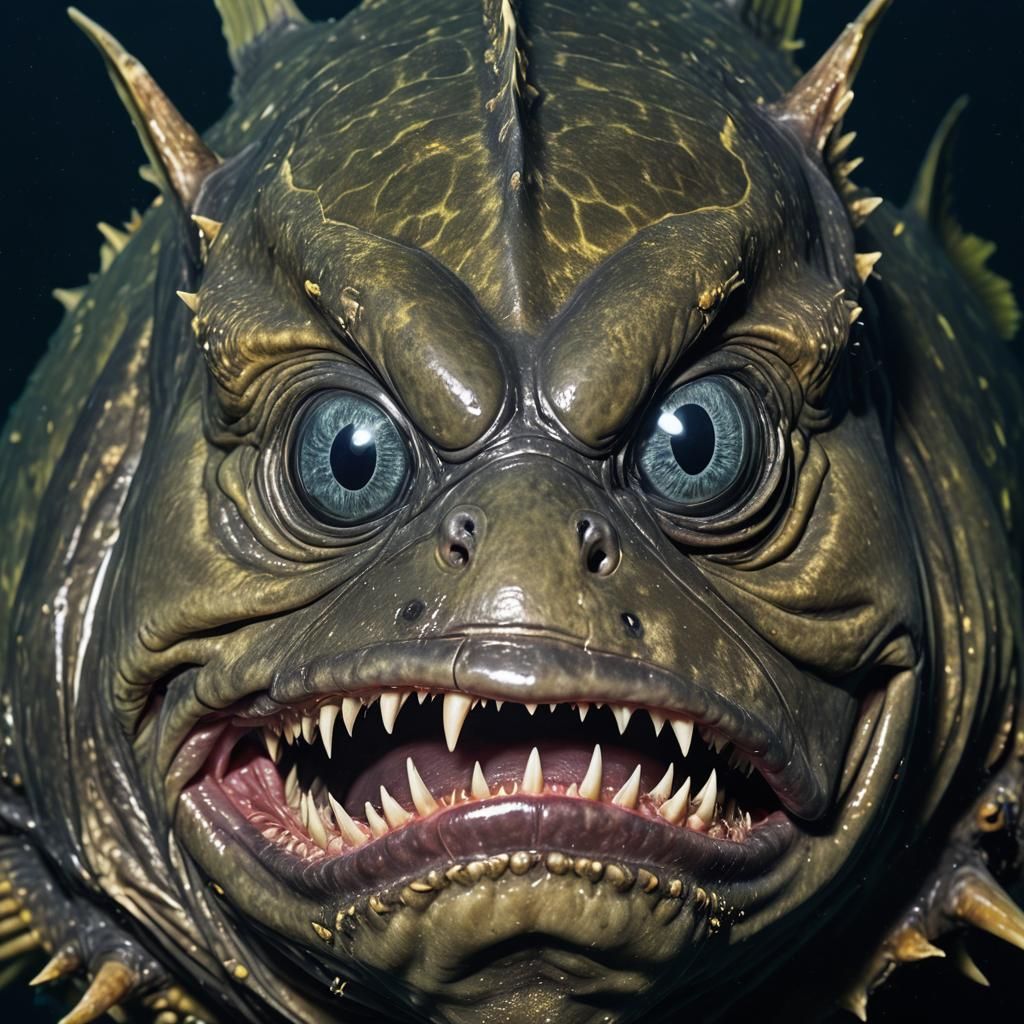 Eerie Sea Monster Stares at Diver: Professional Photography