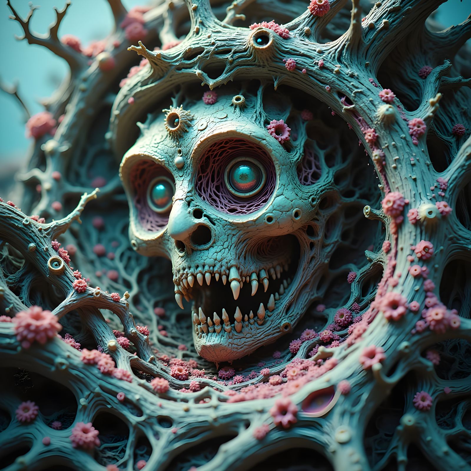 Fractured Microcosm: Hyperrealistic Feral Spirit Macro