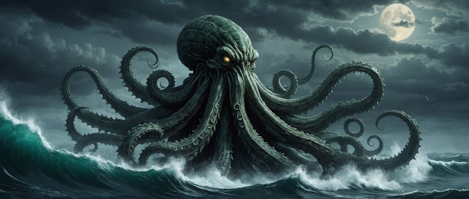 Colossal Kraken Rises from Dark Ocean Depths