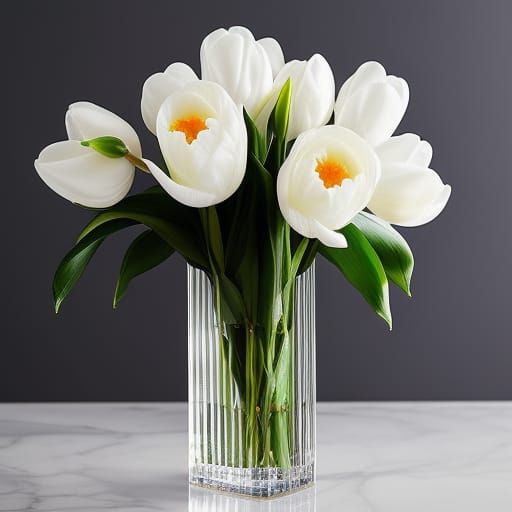 Exquisite White Tulips in Volumetric Lighting