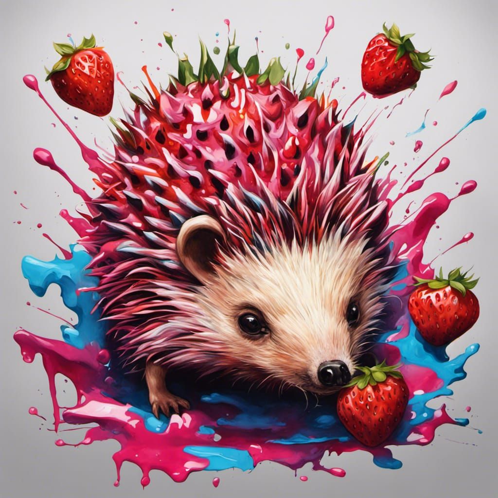 Strawberry Hedgehog Graffiti Art in Splash Style