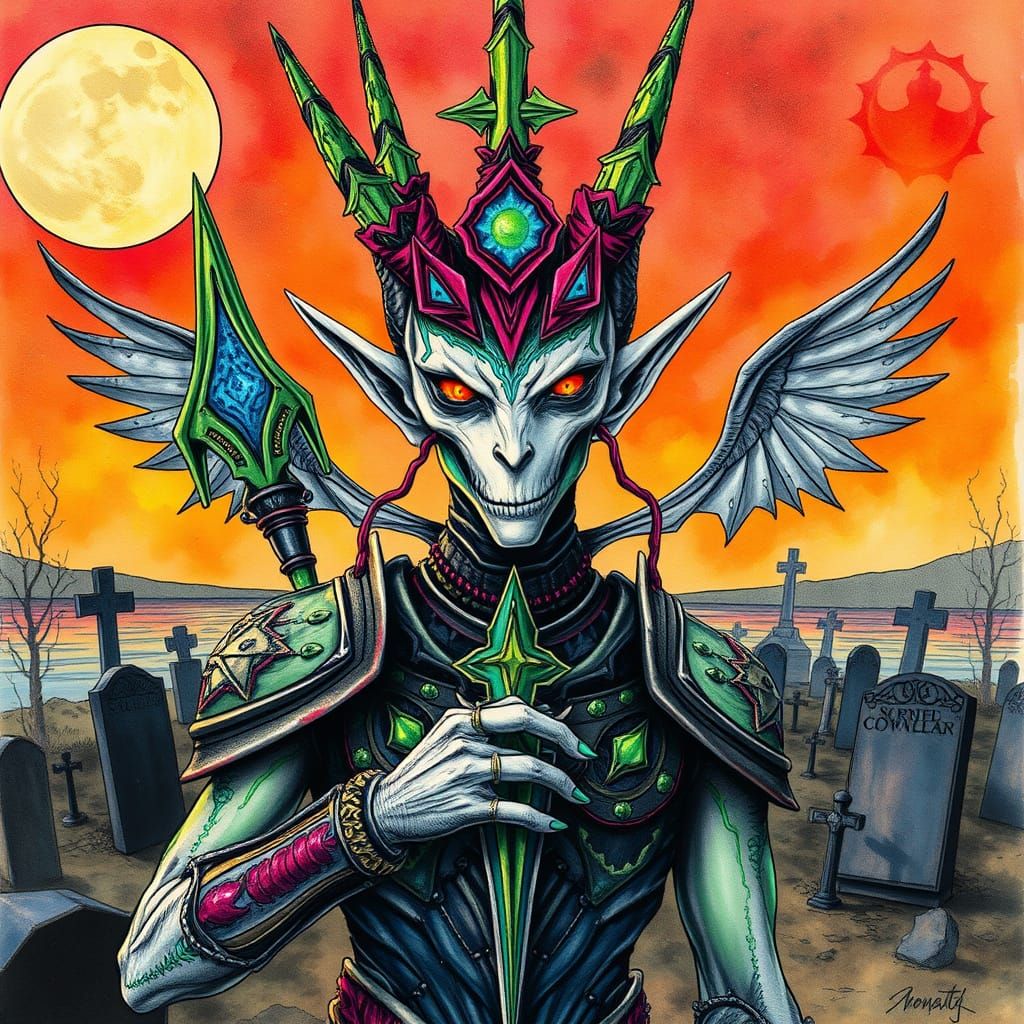 Occult Super Soldier: Watercolor and Acrylic Painting