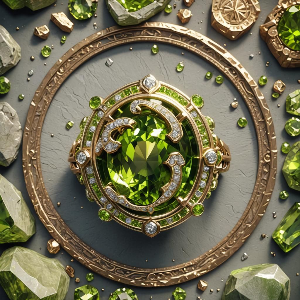 Leo Zodiac Sign in Peridot Ring: 3D Cinematic Render