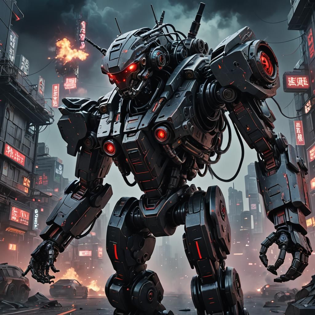 Cyberpunk Robot with Dark Matter, 3D Anime Art