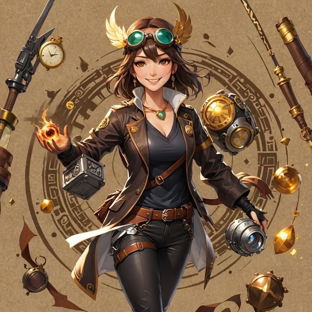 Modern Polynesian Sorceress Concept Art in Anime Style